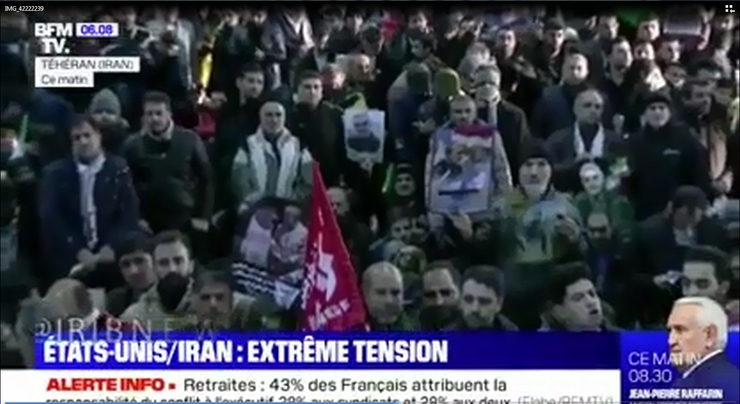 مراسم تشییع پیکر سردار سپهبد شهید قاسم سلیمانی در تهران از شبکه ب.اف.ام (BFMTV) فرانسه نیز به صورت زنده پخش می‌شود.