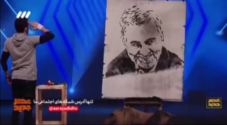 مهران رحمانی، شرکت کننده «عصر جدید» پرتره سردار شهید سپهبد سلیمانی را ترسیم کرد.