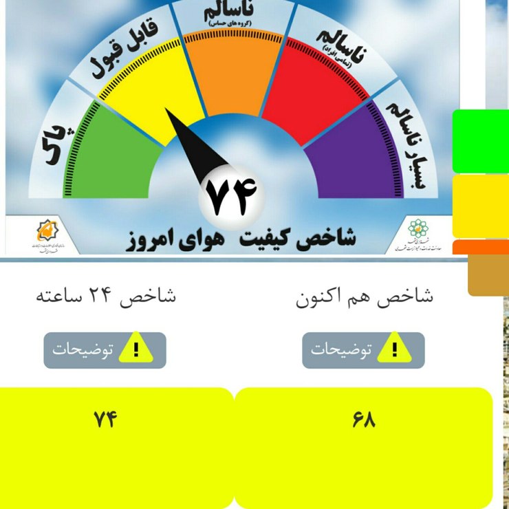 کیفیت هوای مشهد امروز شنبه ۲۳ فروردین ماه سالم است.