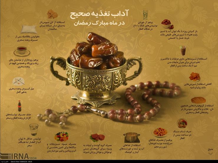 مدیرکل دفتر بهبود تغذیه جامعه وزارت بهداشت گفت: در ﺳﺎﻋﺎت روزه‌دارى ﻛـﻪ در ﺳـﺎل ﺟـﺎرى ﻣـﺪت آن ﺣـﺪود ۱۶ ﺳﺎﻋﺖ است، ﮔﺮﺳﻨﮕﻰ ﻣﻰ‌ﺗﻮاﻧﺪ در ﺻﻮرت ﻋـﺪم رﻋﺎﻳـﺖ اﺻﻮل ﺗﻐﺬﻳـﻪ ﺻـحیح در وﻋـﺪه ﺳـﺤﺮ و اﻓﻄـﺎر و ﻳـﺎ ﺣﺬف ﻳﻜـﻰ از وﻋـﺪه‌ها ﺑـﻪ ویژه وﻋﺪه ﺳﺤﺮى، ﻣﻮﺟﺐ تضعیف سیستم اﻳﻤﻨﻰ ﺑﺪن ﺷﺪه و اﺣﺘﻤﺎل اﺑﺘﻼ ﺑﻪ کرونا را اﻓﺰاﻳﺶ دهد.