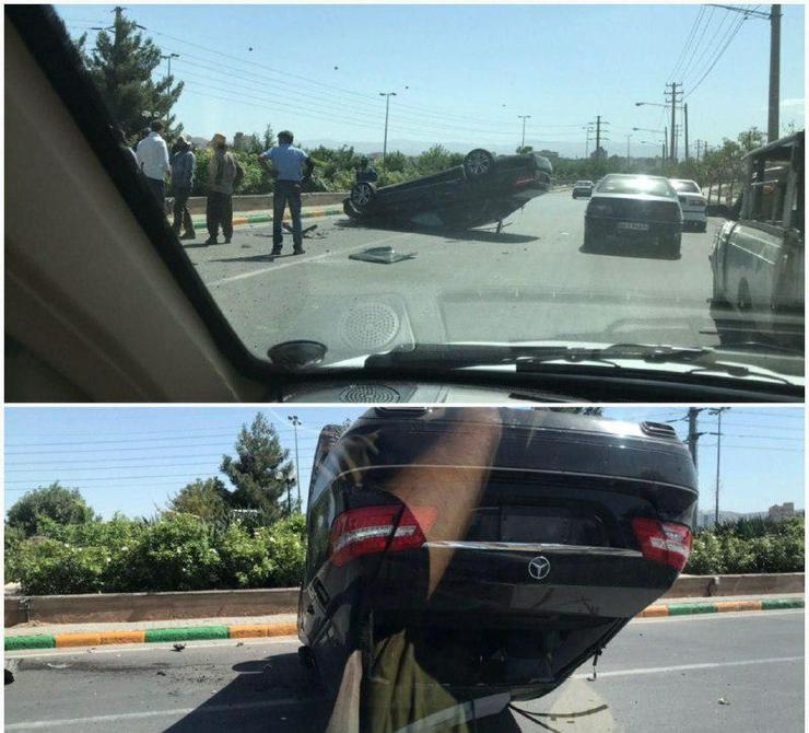 ظهر امروز یک دستگاه بنز در خروجی بلوار رفیعی در منطقه قاسم آباد مشهد پس از منحرف شدن از مسیر خود، چپ کرد.