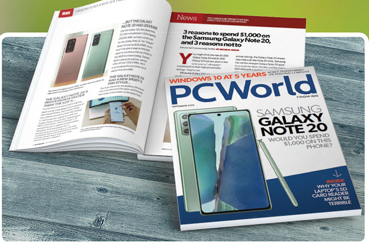 شماره جدید ماه نامه Pc World در ماه سپتامبر با اختصاص تصویر روی جلد خود به Galaxy Note ۲۰ سامسونگ تلاش کرده است به مخاطبان در انتخاب پرچم دار جدید و گران قیمت تلفن‌های همراه هوشمند کمک کند.