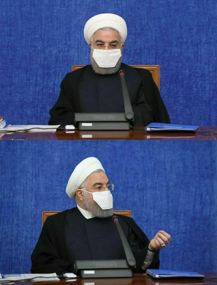 ماسک متفاوت رئیس جمهور در جلسه امروز هماهنگی اقتصادی دولت که در فضای مجازی و کانال های خبری منتشر شده است.