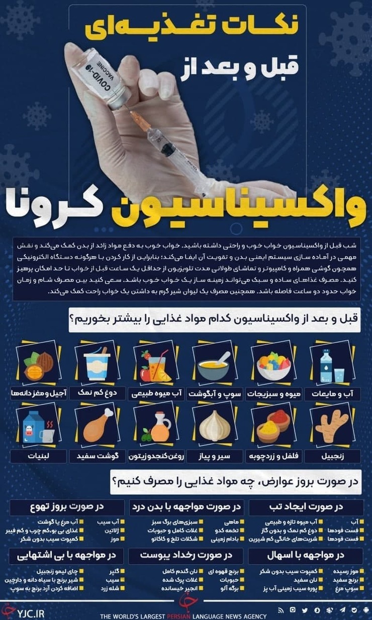 برای تزریق واکسن به رژیم غذایی ویژه‌ای نیاز ندارید، اما لازم است با مواد غذایی که به سلامت و افزایش کارایی سیستم ایمنی بدن در زمان واکسیناسیون کمک می‌کند آشنا شوید.