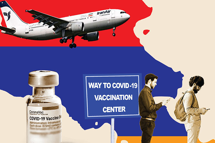 طبق تصمیم وزارت بهداشت جمهوری ارمنستان، واکسیناسیون کرونا فقط در مراکز سیار با واکسن آسترازنکا و از روز ۲۴ تیرماه فقط به شرط ۱۰ روز اقامت انجام می‌شود.همچنین داشتن نتیجه تست منفی تشخیص بیماری کرونا که بیش‌تر از ۷۲ ساعت از آن نگذشته باشد، یا گواهی واکسیناسیون کامل در برابر بیماری کووید برای سفر به این کشور الزامی است.