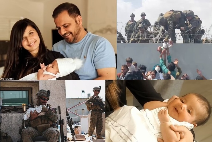 نوزادی که در میان جمعیت افغان‌ها و از روی سیم‌های خاردار فرودگاه کابل نجات یافت اکنون در کنار والدینش در آمریکا مستقر شده است.