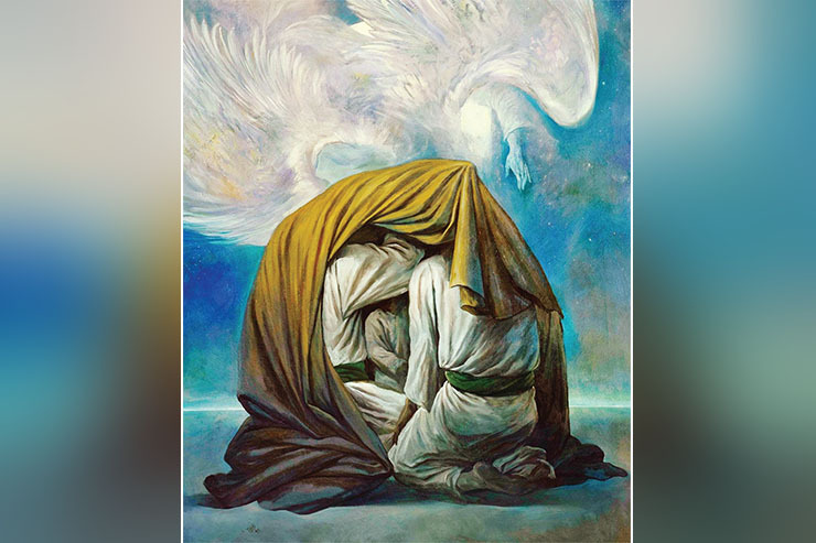 «اصحاب کسا» اثر حسن روح‌الامین. روایت را با تمام جزئیات دیدنی و نادیدنی‌اش برای بیننده با استفاده از رنگ و قلم‌مو تعریف می‌کند. یکی از معروف‌ترین اتفاقات مربوط به رسول‌ا... (ص)، به خانواده ایشان و عبایی که روی سر آن‌ها کشید، مربوط می‌شود.