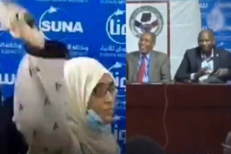 خبرنگار سودانی در جریان نشست خبری یکی از سیاستمداران این کشور، لنگه کفش خود را به سمت او پرتاب کرد.