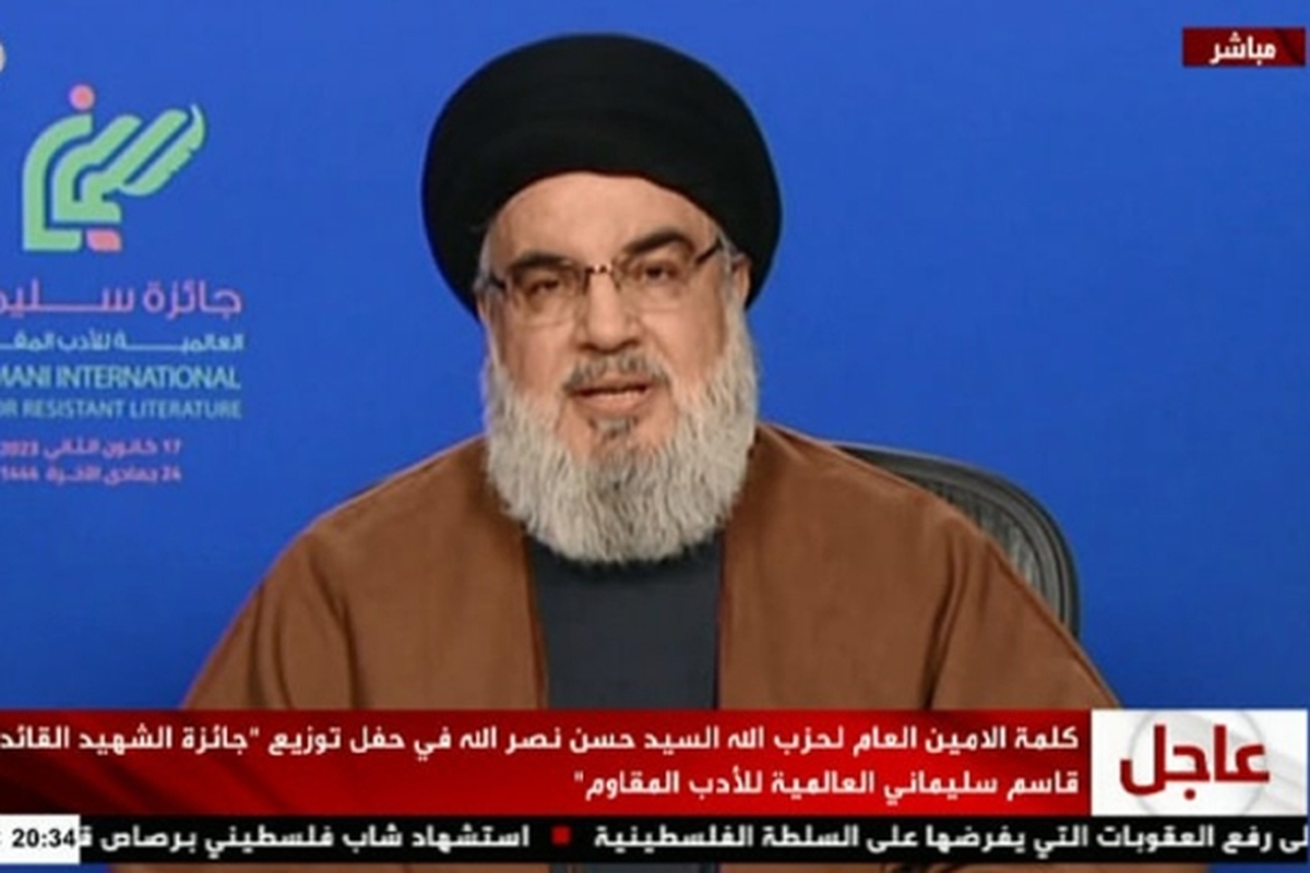 سخنرانی سیدحسن نصرالله، دبیرکل حزب‌الله لبنان در مراسم توزیع «جایزه جهانی شهید سلیمانی برای ادبیات مقاومت» دقایقی قبل آغاز شد.