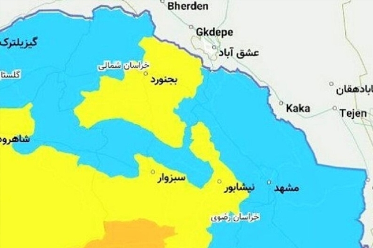 رییس کمیته رسانه و اطلاع رسانی کووید-۱۹ دانشگاه علوم پزشکی مشهد گفت: بر اساس اعلام وزارت بهداشت درمان و آموزش پزشکی، هم اکنون مشهد و ۱۱ شهر استان خراسان رضوی، در وضعیت آبی کرونایی قرار گرفته‌اند.
