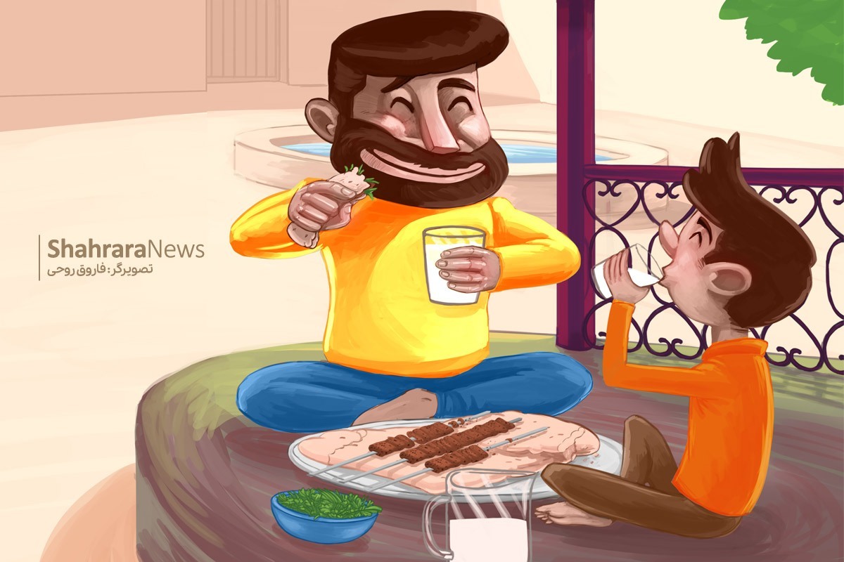 بابا دیــس گرد مســـی را بینمان گذاشت. به نان‌های سنگک کنجدی و کباب‌های داغ اشار کرد و گفت: بسم‌ا... . بفرمایید. ازگرسنگی بی‌طاقت شده بودم.