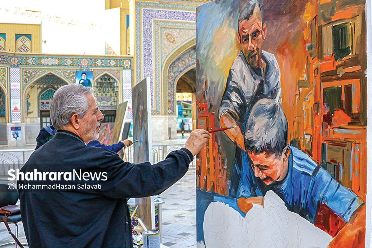 ۱۴  هنرمند هنر‌های تجسمی در قالب رویداد «من القدس، الی القدس» روزگذشته در حرم مطهر رضوی گرد هم آمدند.
