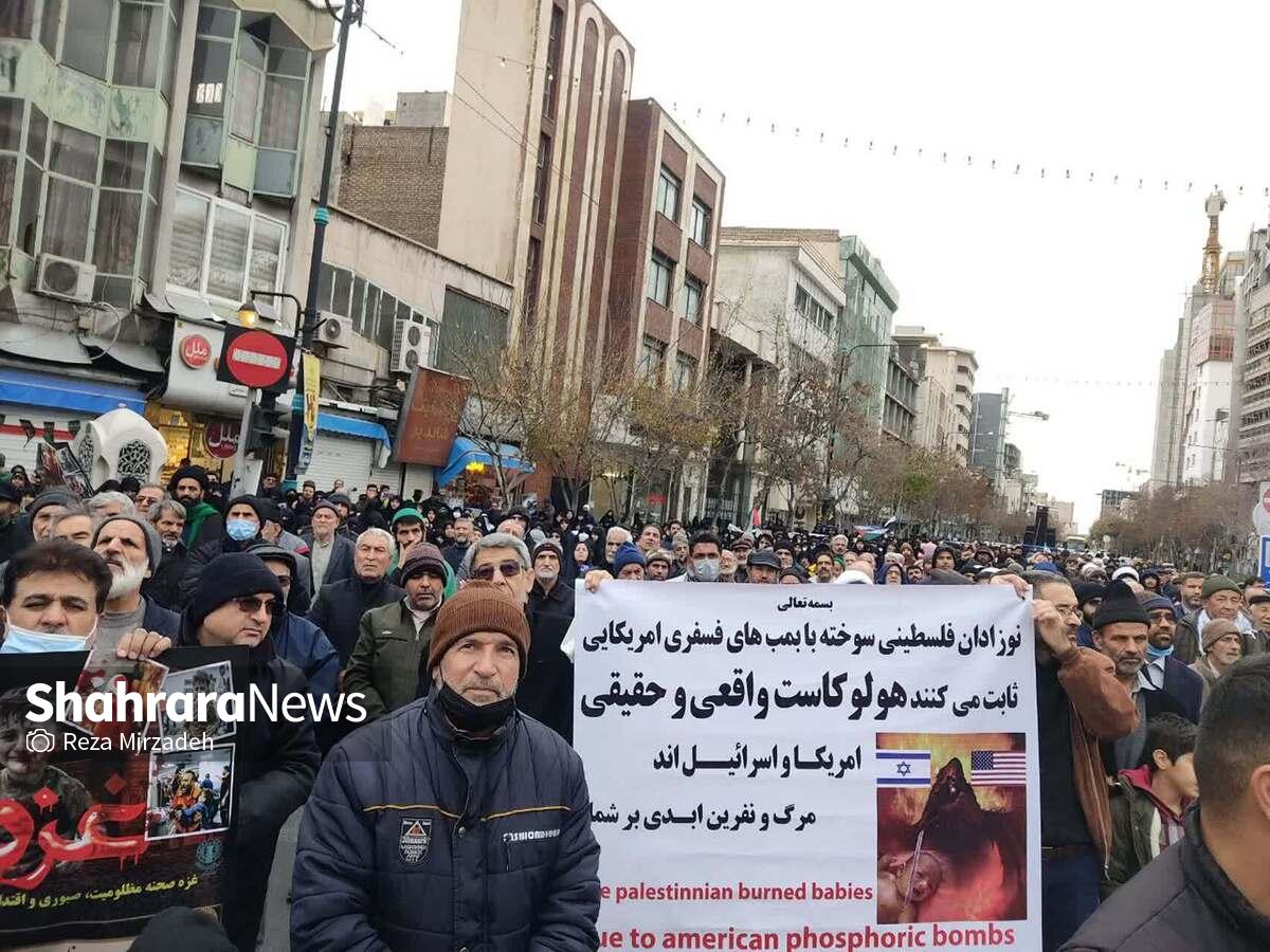 نمازگزاران جمعه مشهد با برپایی راهپیمایی، جنایات رژیم اشغالگر قدس را محکوم کردند.