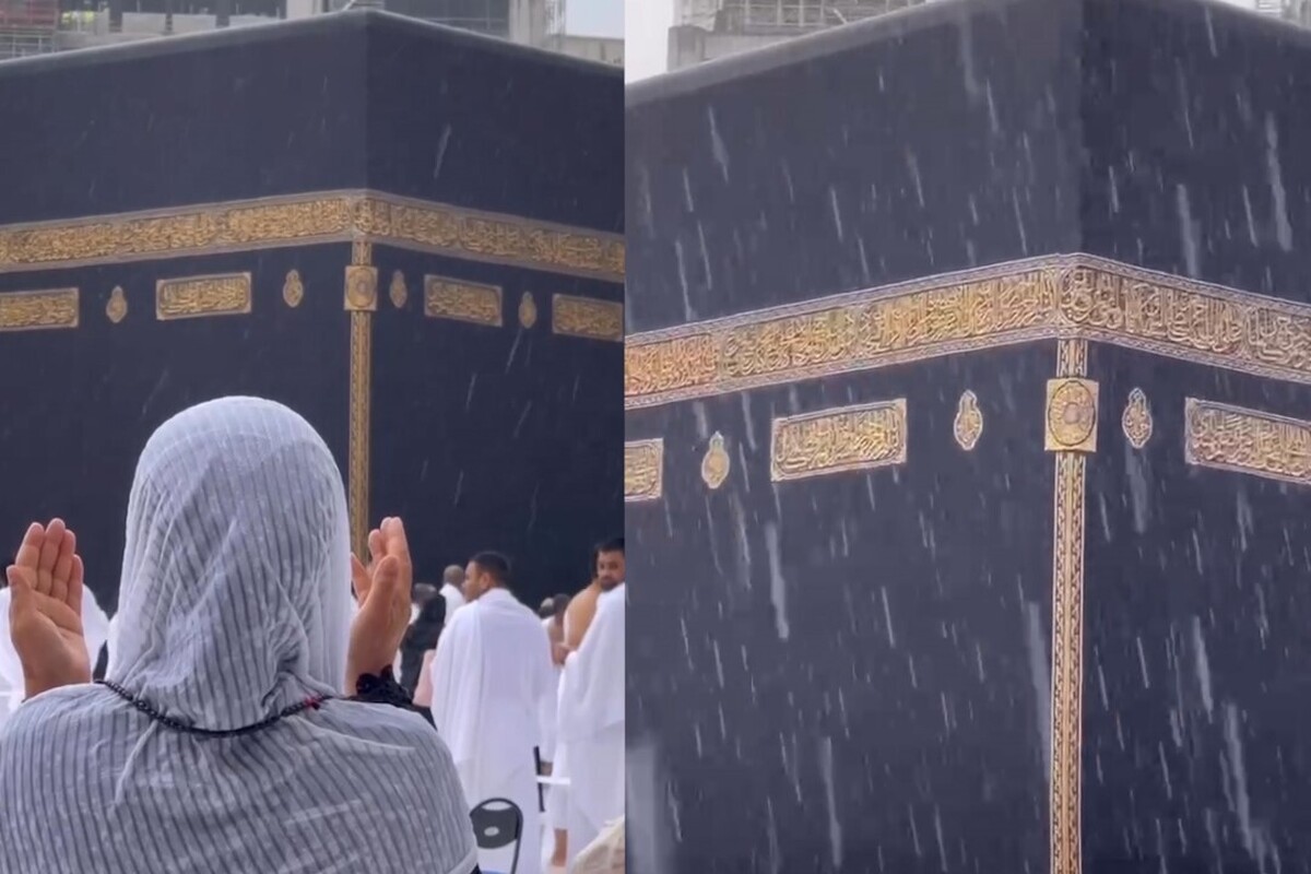 ویدئویی آرامش بخش و زیبا از بارش باران در مسجدالحرام در ماه مبارک رمضان را مشاهده می‌کنید.