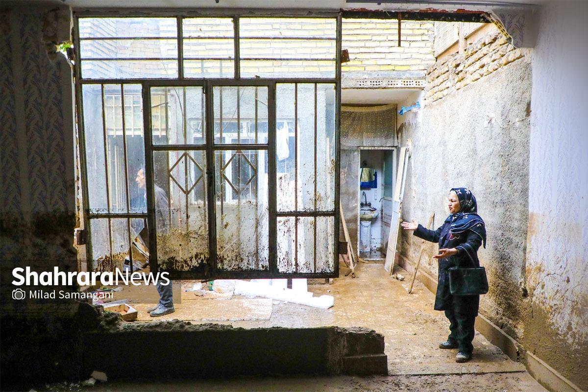 اهالی سیل زده خیابان سپاه ۶۹  مشهد چشم انتظار تحقق وعده‌ها