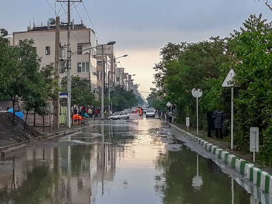 آب گرفتگی محله مشکینی و خیابان امام‌دوست قاسم‌آباد